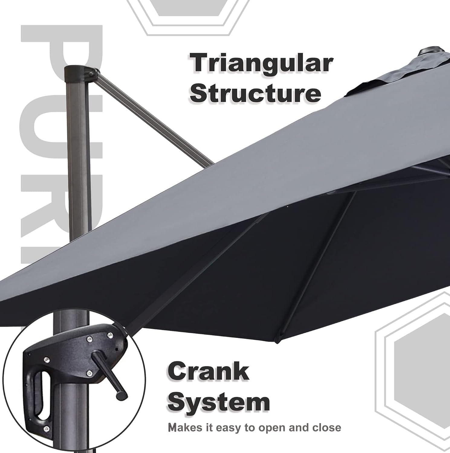 Light Gray Aluminum Cantilever Patio Umbrella with Stand