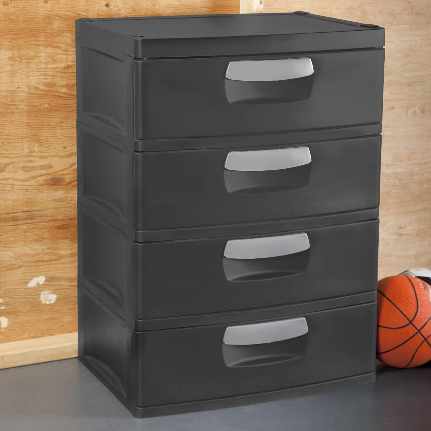 Sleek Modular 4-Drawer Organizer in Flat Gray, Stackable Design