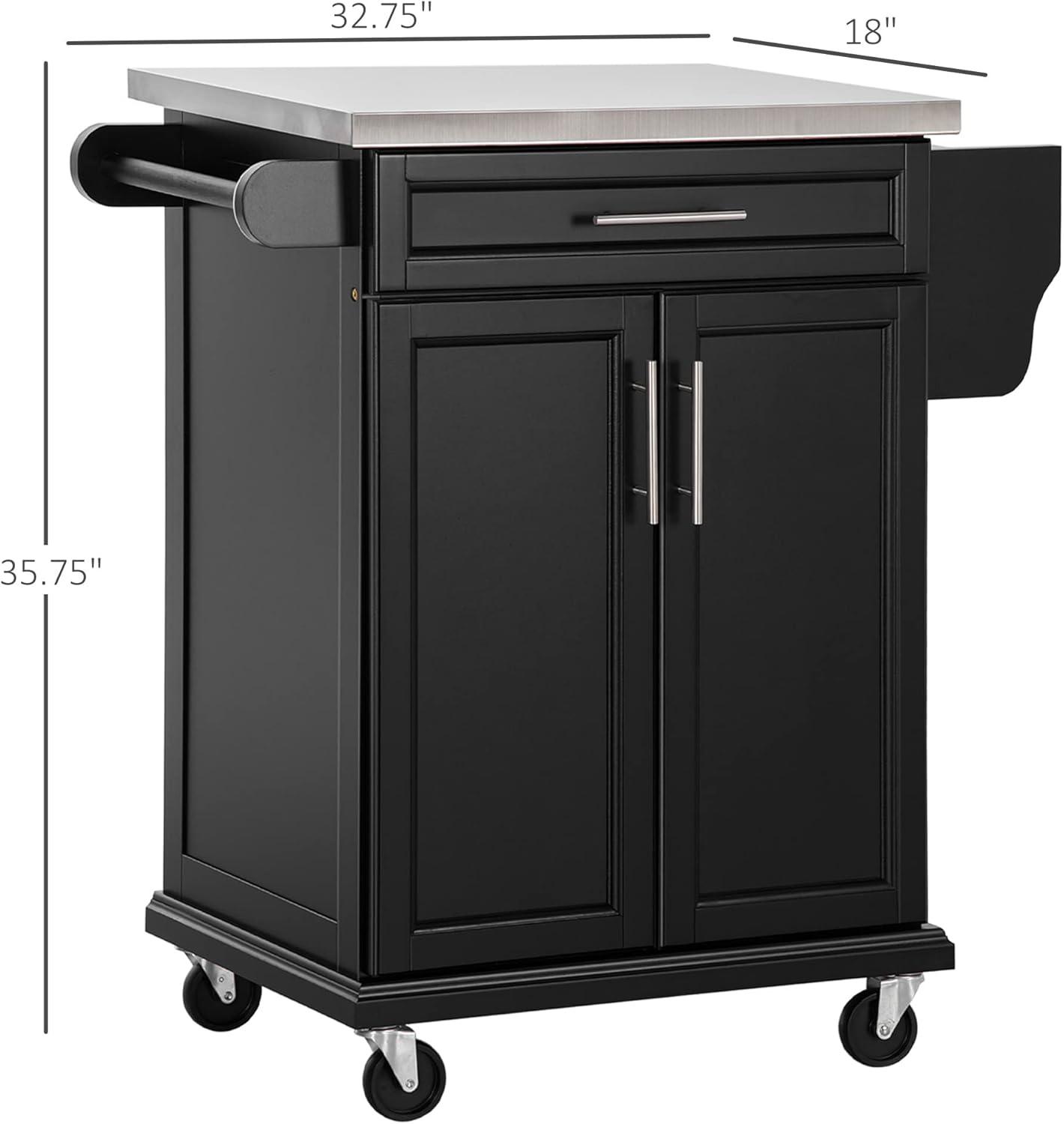 HOMCOM Rolling Kitchen Island Utility Trolley, Storage Cart on Wheels With Drawer