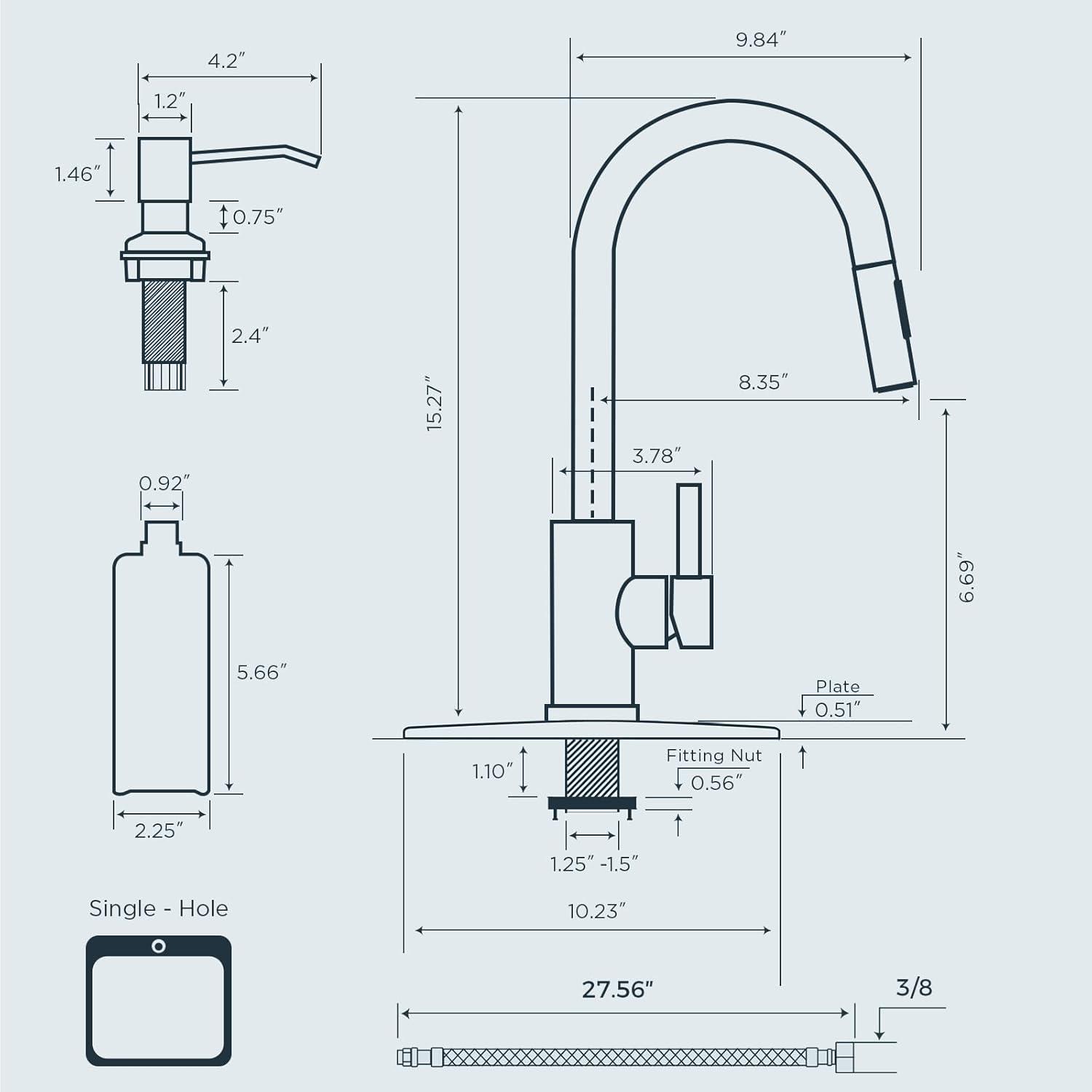 Brushed Nickel Single Handle Pull Down Kitchen Faucet