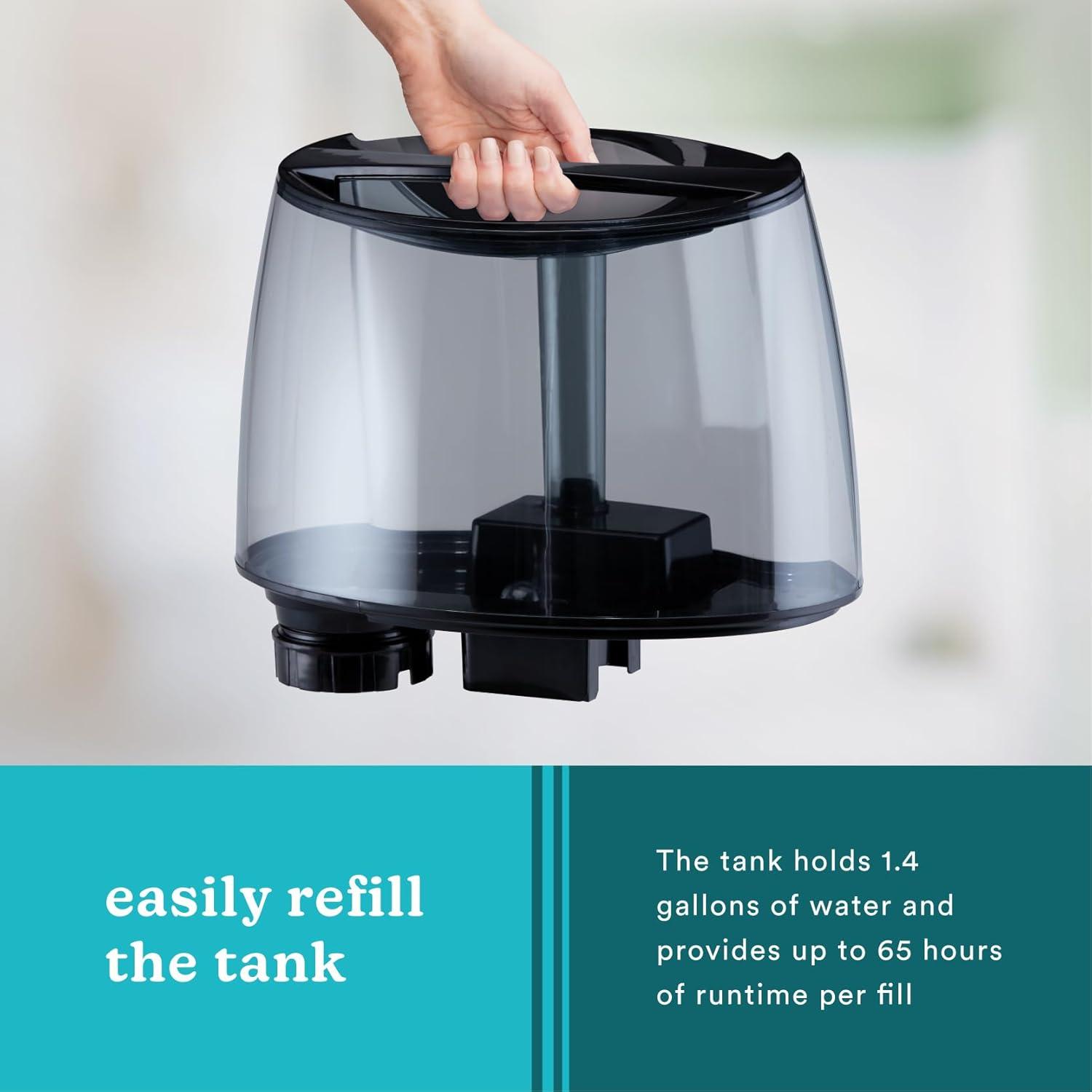 Homedics TotalComfort Plus Ultrasonic Air Humidifier, 5.3L Water Tank with Warm and Cool Mist for Home, Office, Nursery, Dorm, Night-Light with Auto Shutoff