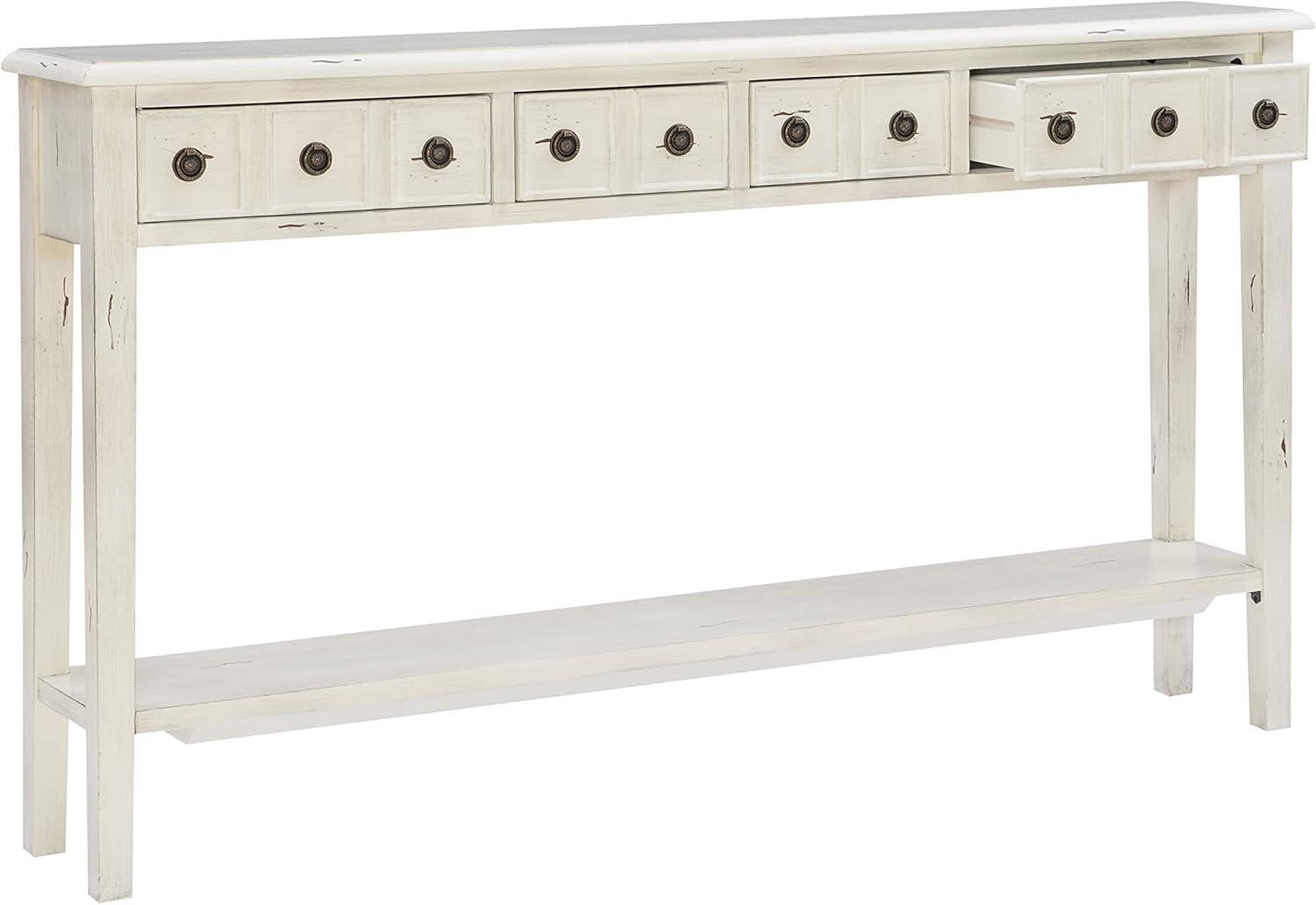 Linon Sadie Long Wood Console Table in Cream