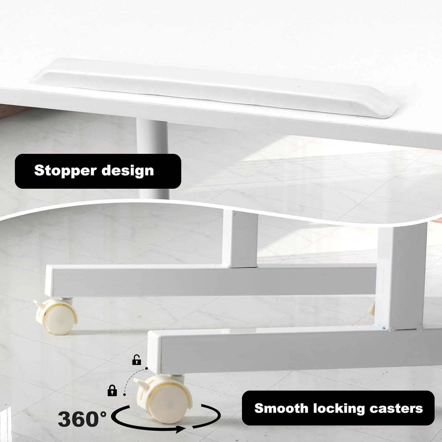 Costway 1 PCS Mobile Lectern Podium with Tilting Top Storage Tray Lockable Casters White