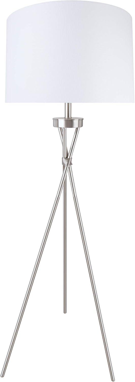 Satin Nickel Tripod Floor Lamp with Adjustable Height