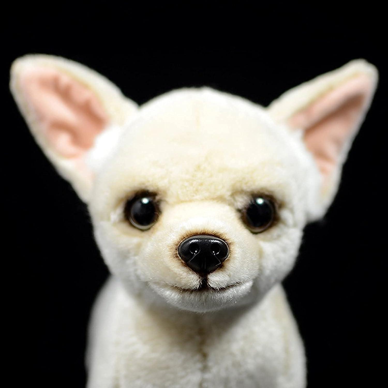 ZHONGXIN MADE Simulation Chihuahua Dog Stuffed Animal - 10 inch Cute Chihuahua Dog Plush Toy, Lovely Dog Plush Toy Model as Gift Toy Gift Collection for Kids