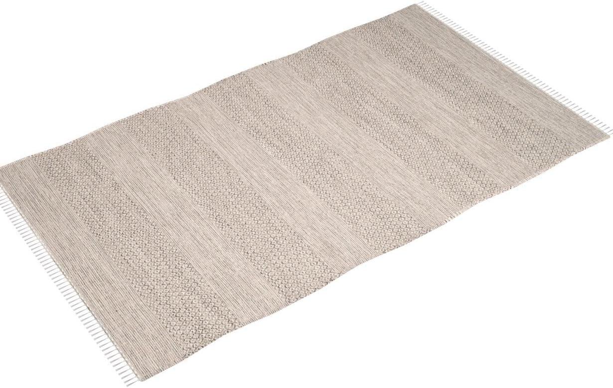 SAFAVIEH Montauk Karlene Geometric Striped Cotton Area Rug, Ivory/Steel Grey, 9' x 12'