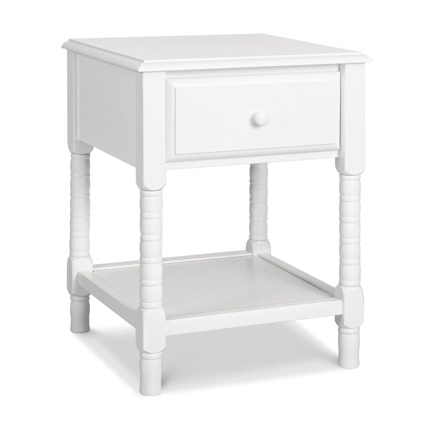 Classic White Jenny Lind Spindle Nightstand with Storage Drawer