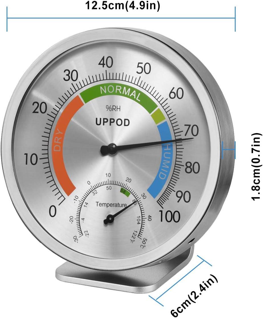 5" Indoor Outdoor Hygrometer/Thermometer, Humidity Gauge Indicator Temperature Humidity Monitor, Analog Hygrometer Humidor (English Version)