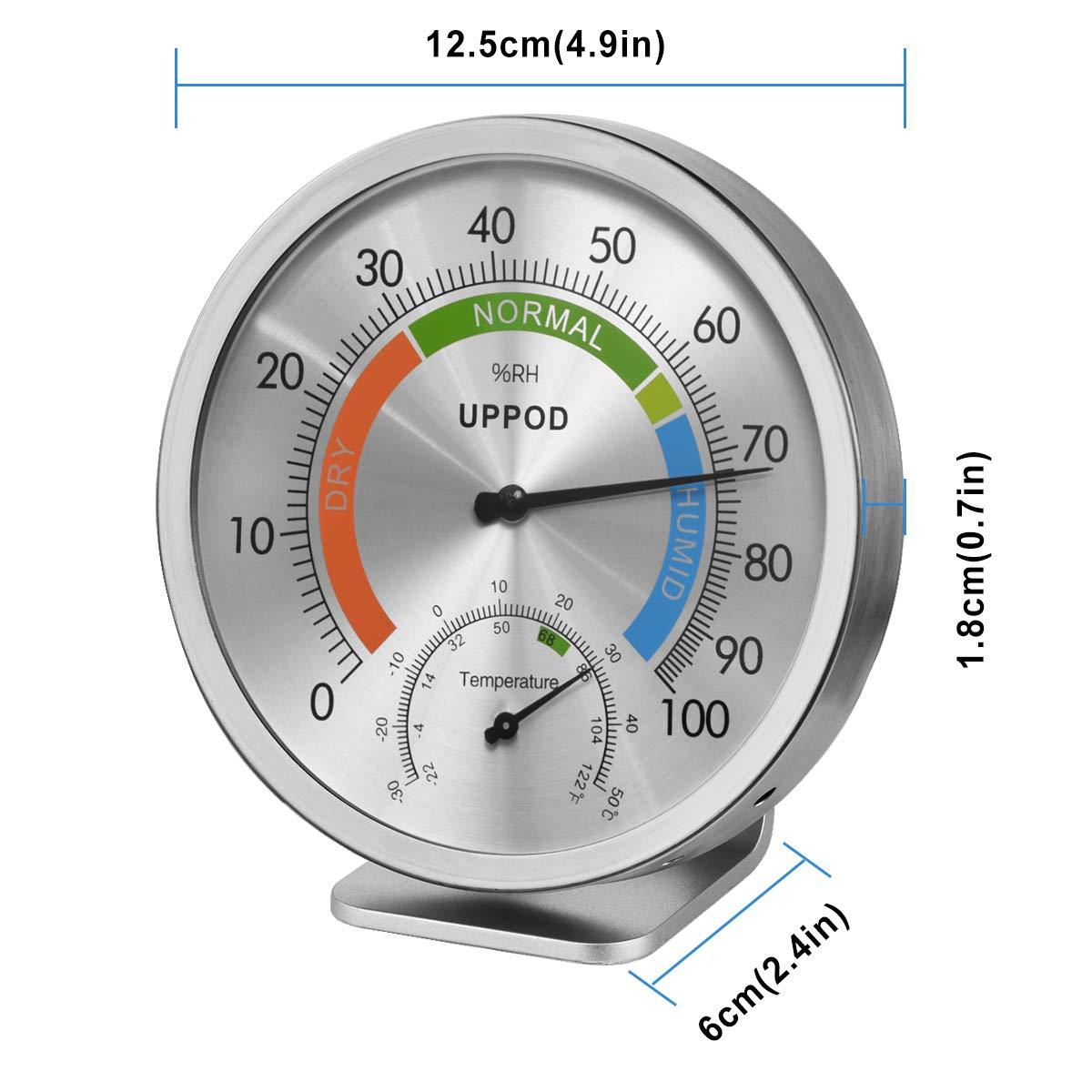 5'' Silver Analog Indoor Outdoor Hygrometer Thermometer