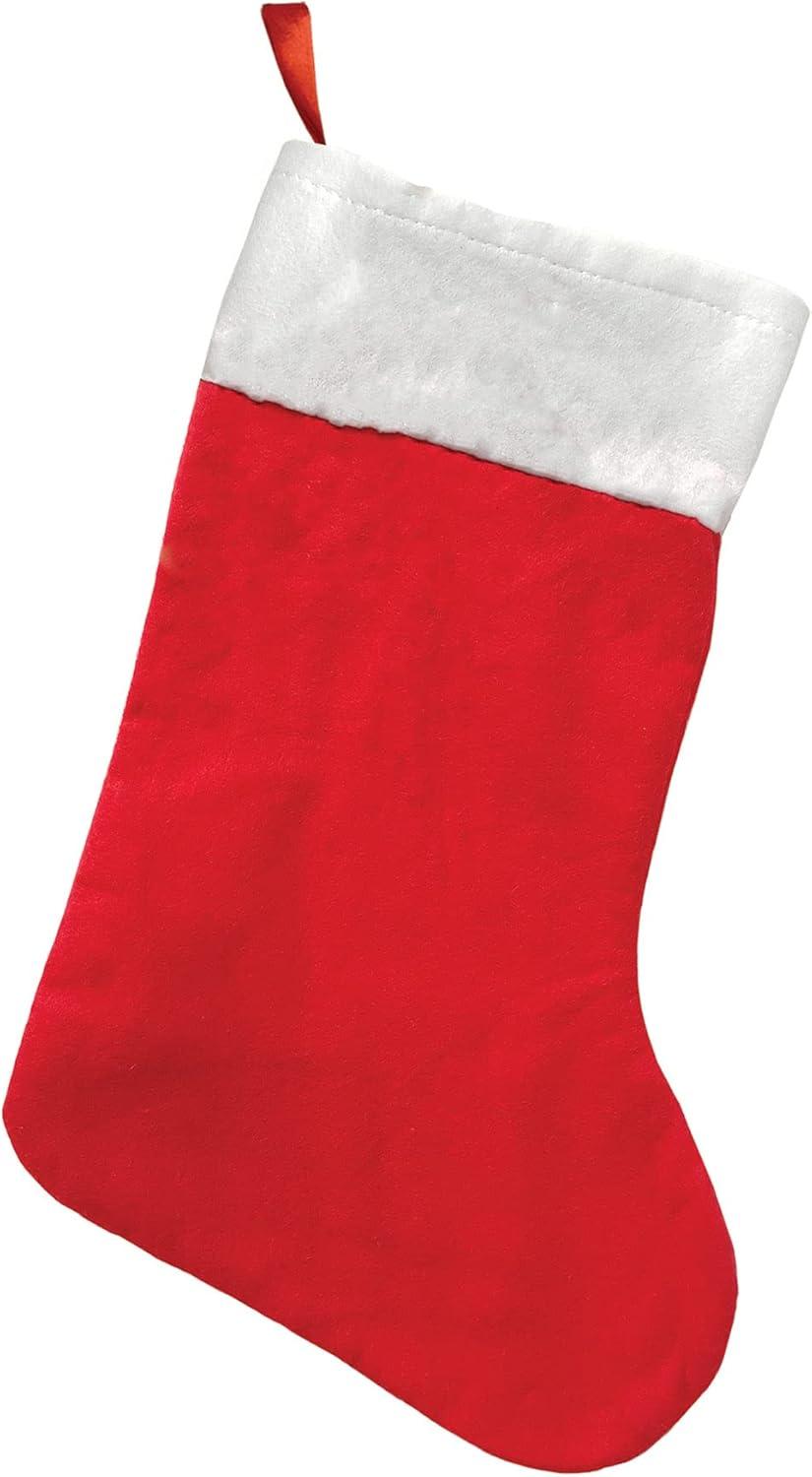 Red Felt Christmas Stocking with White Cuff and Gold Trim