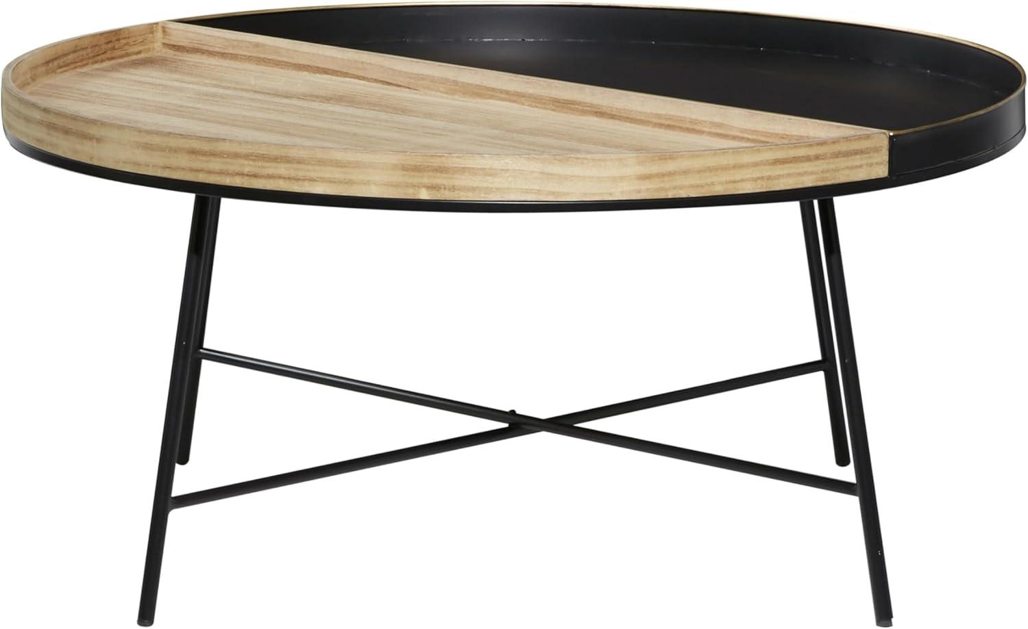 DecMode 38" x 18" Black Metal Split Coffee Table, 1-Piece