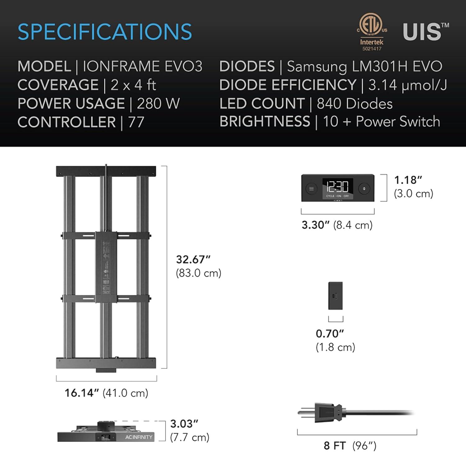AC Infinity 280W LED Dimmable Indoor Grow Light