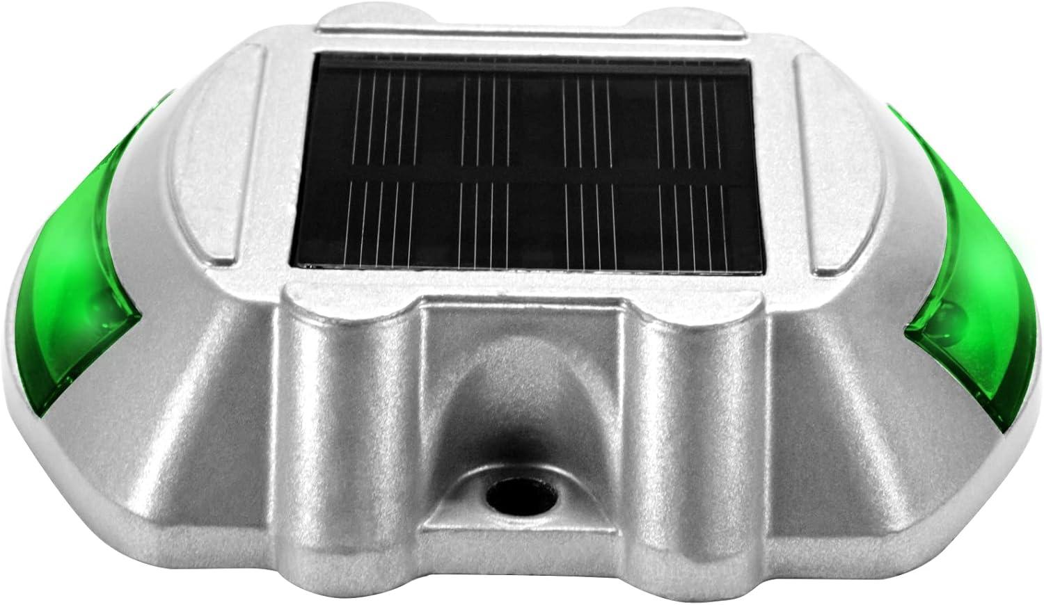 Vevor Solar Driveway Lights, 4-Pack With Switch Button, Waterproof Deck Lights, Wireless Dock 6 LEDs for Path Warning Garden Walkway Sidewalk Steps, LED Bright Green