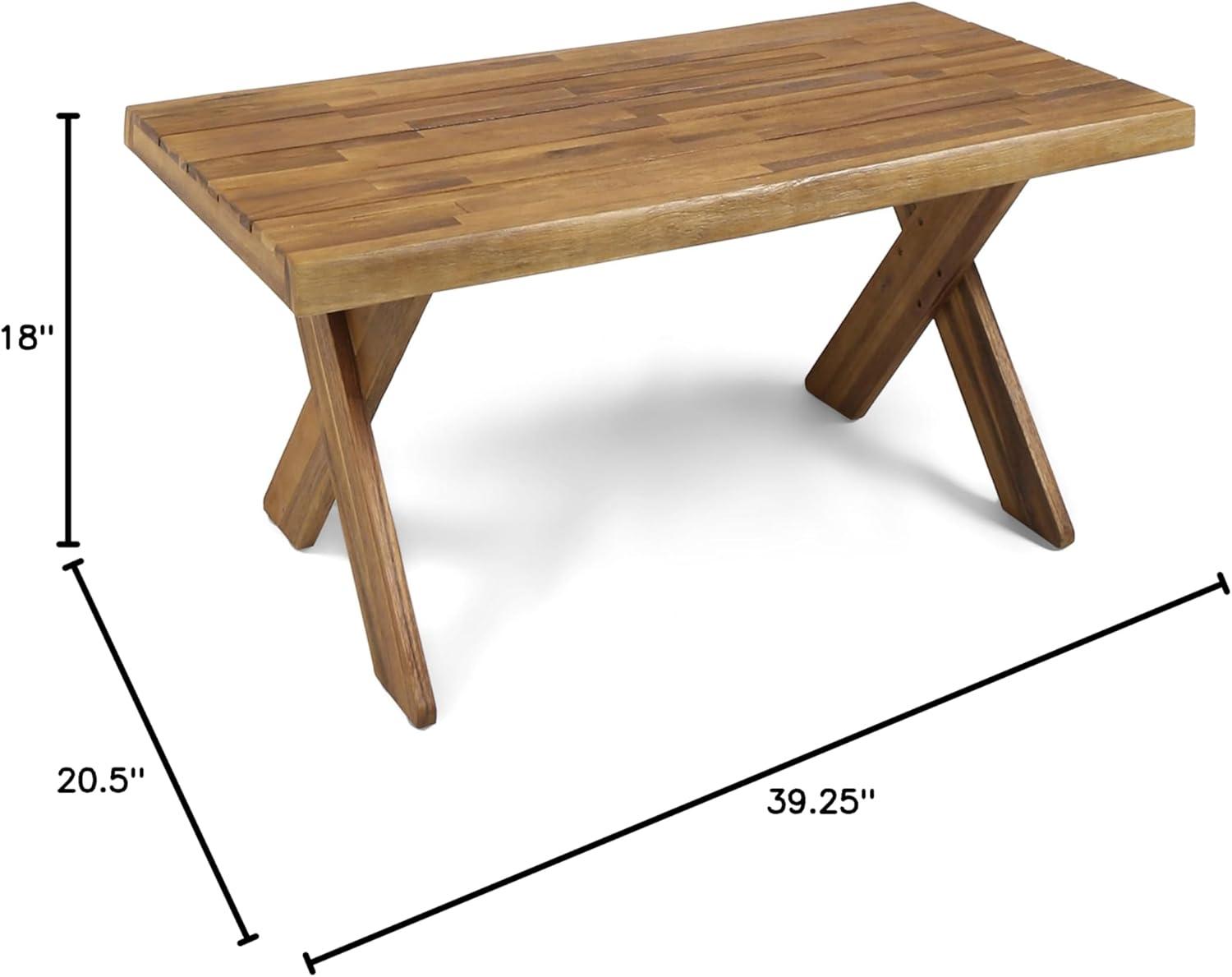 Matthias Indoor Farmhouse Acacia Wood Coffee Table, Teak