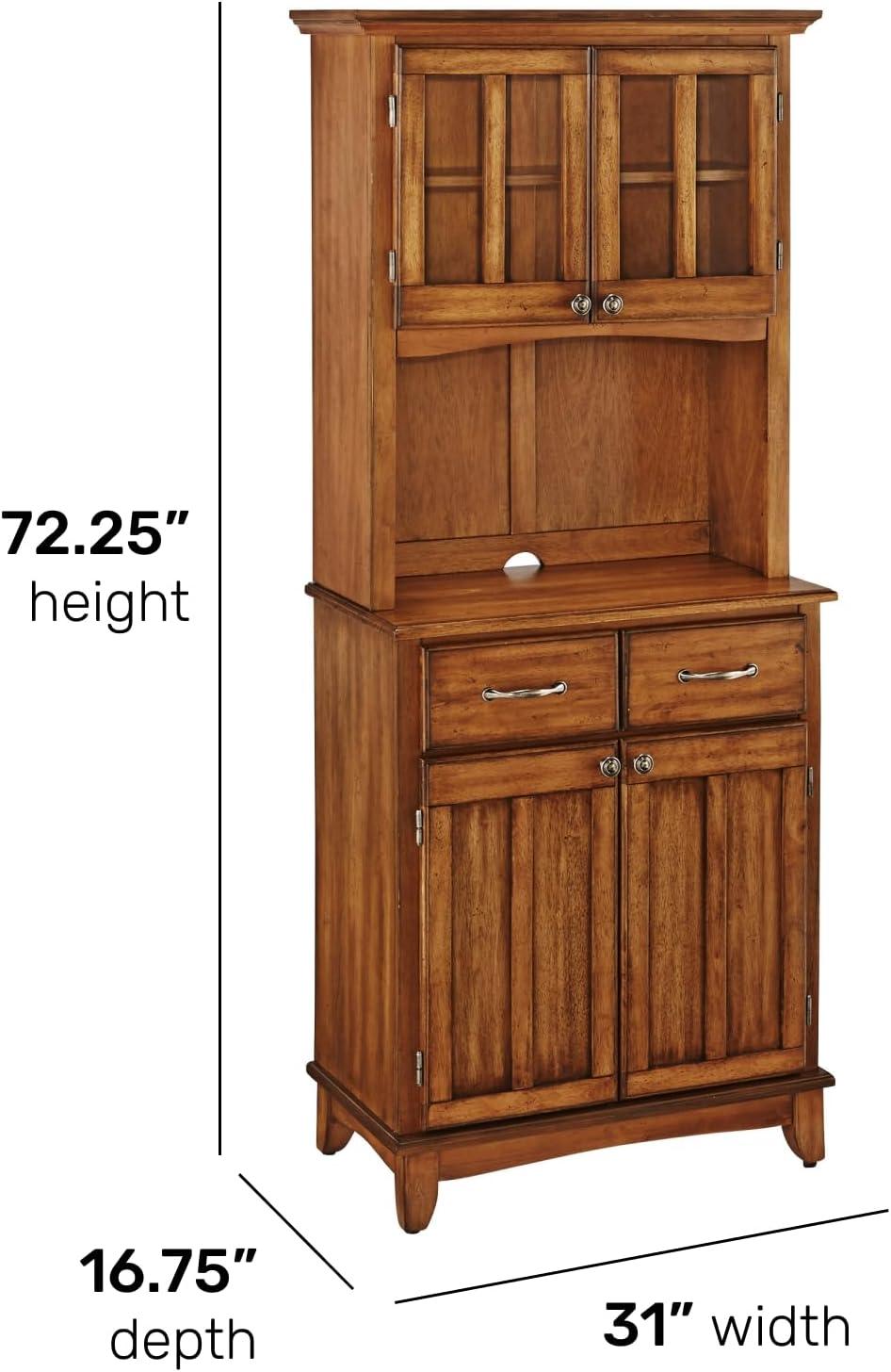 Small Buffet of Buffets Server with Hutch and Oak Top Oak - Homestyles: Traditional Storage, Glass Doors, Adjustable Shelves