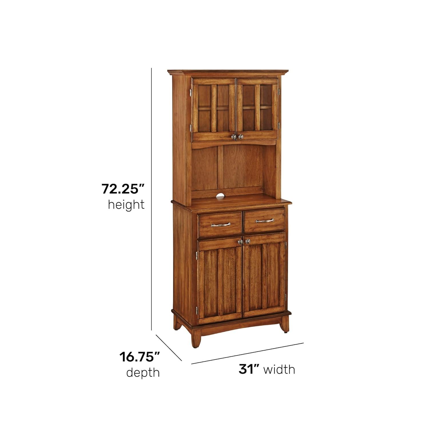 Small Buffet of Buffets Server with Hutch and Oak Top Oak - Homestyles: Traditional Storage, Glass Doors, Adjustable Shelves