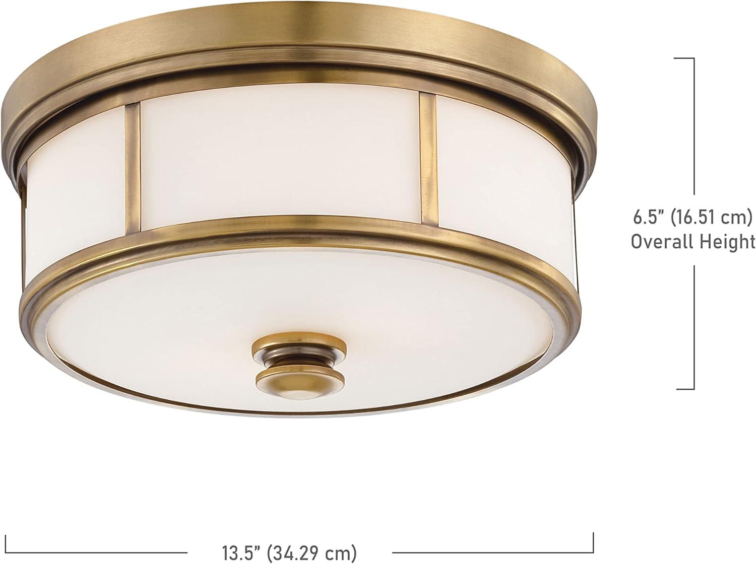 Minka Lavery Modern Ceiling Light Flush Mount Fixture 13 1/2" Liberty Gold Etched Opal Glass Shade for Bedroom Kitchen Living Room