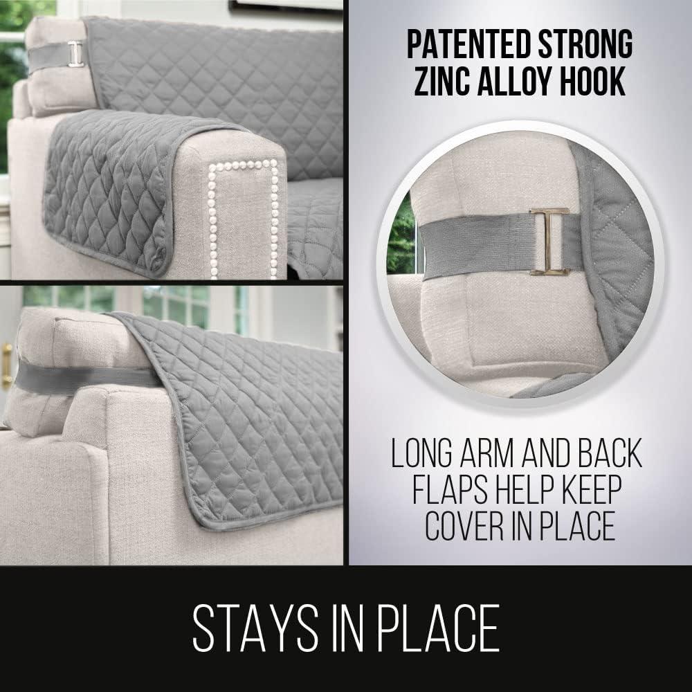 Sofa Shield Sectional Slip Cover, Large Cushion Protector for 30x30" Seat, Light Gray Charcoal