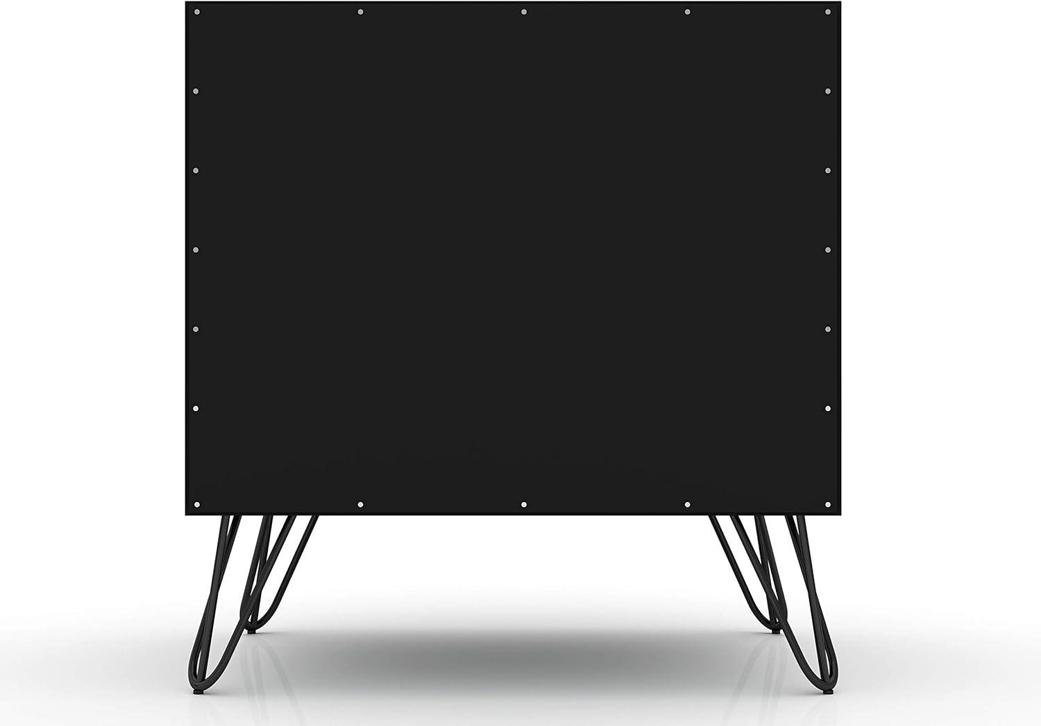 1.0 Rockefeller Nightstand Black - Manhattan Comfort: Modern End Table with Storage Shelf & Metal Legs