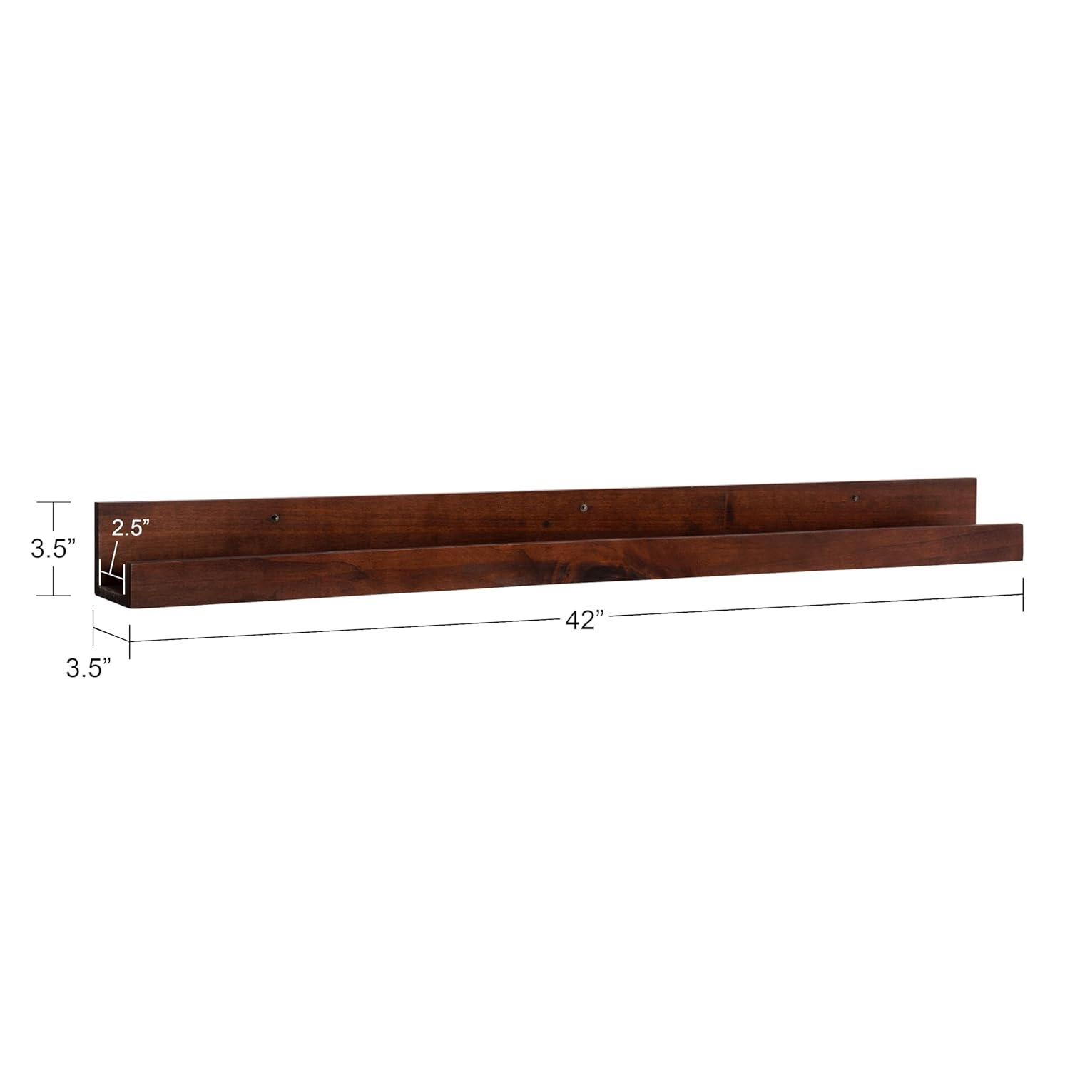 Kate and Laurel Wood Floating Shelf, 42" x 3.5", Walnut Brown