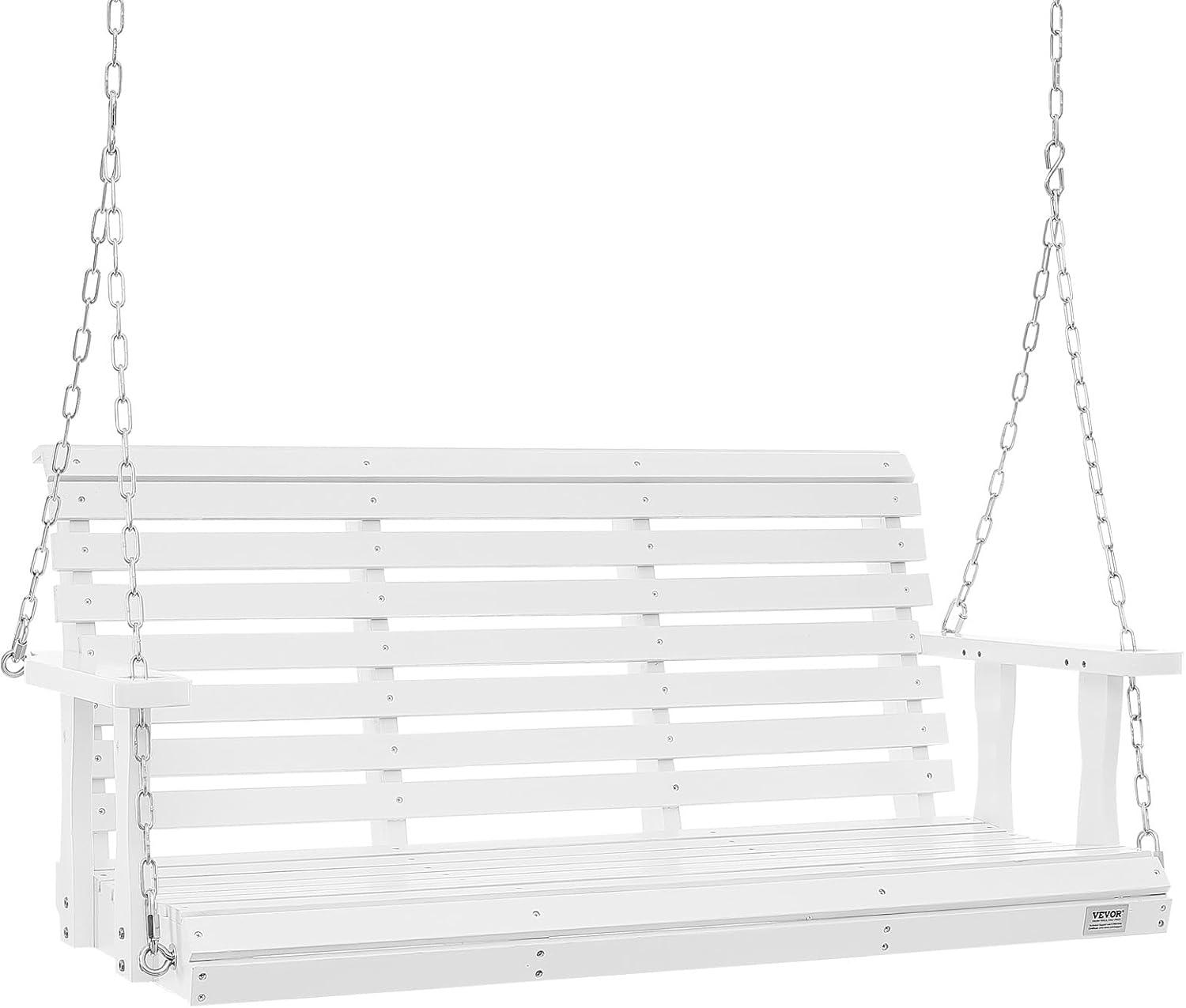 White Fir Wood Heavy Duty Porch Swing with Steel Chains
