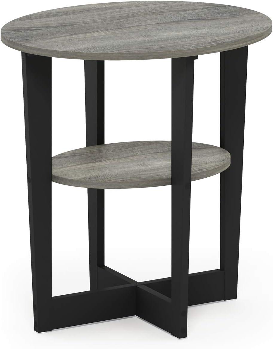 JAYA Oval End Table, French Oak Grey & Black