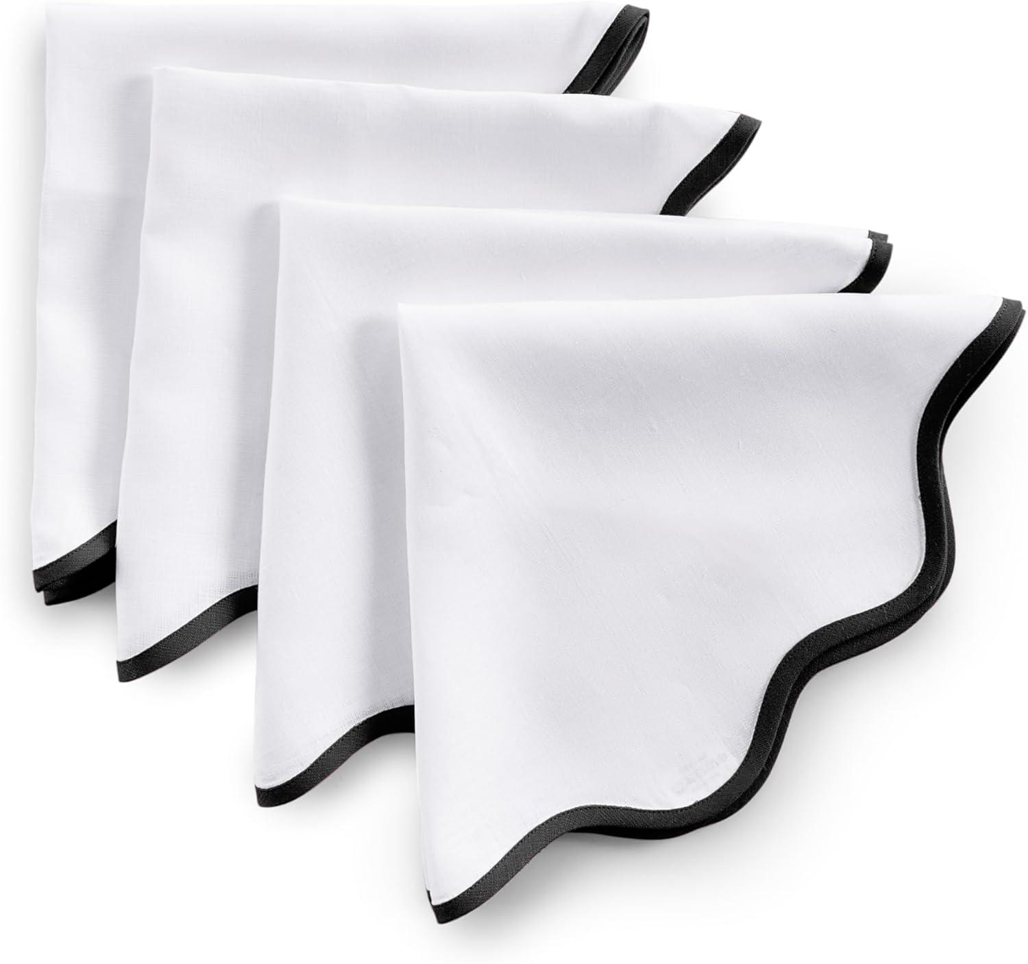 Solino Home Narrow Stripe - 100% Pure Linen Dinner Napkins (Set of 4)