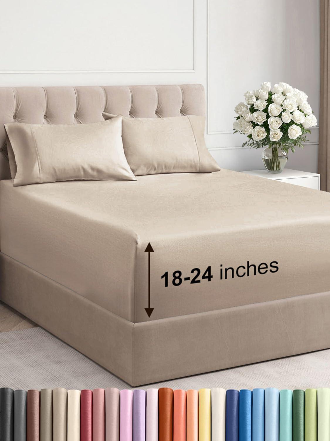 CGK Linens Extra Deep Pocket luxury Sheet Set - Solid Ultra Soft & Cooling Sheet Sets