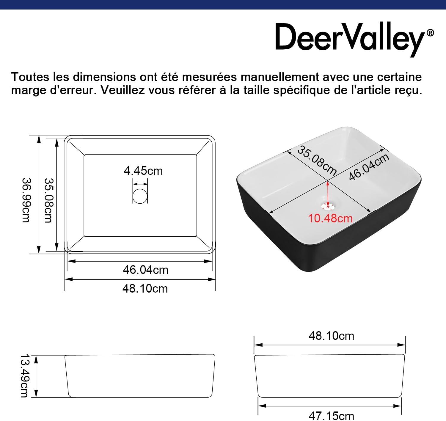 DeerValley Ally 19" x 15" Vitreous China Rectangular Bathroom Sink Vessel Sink