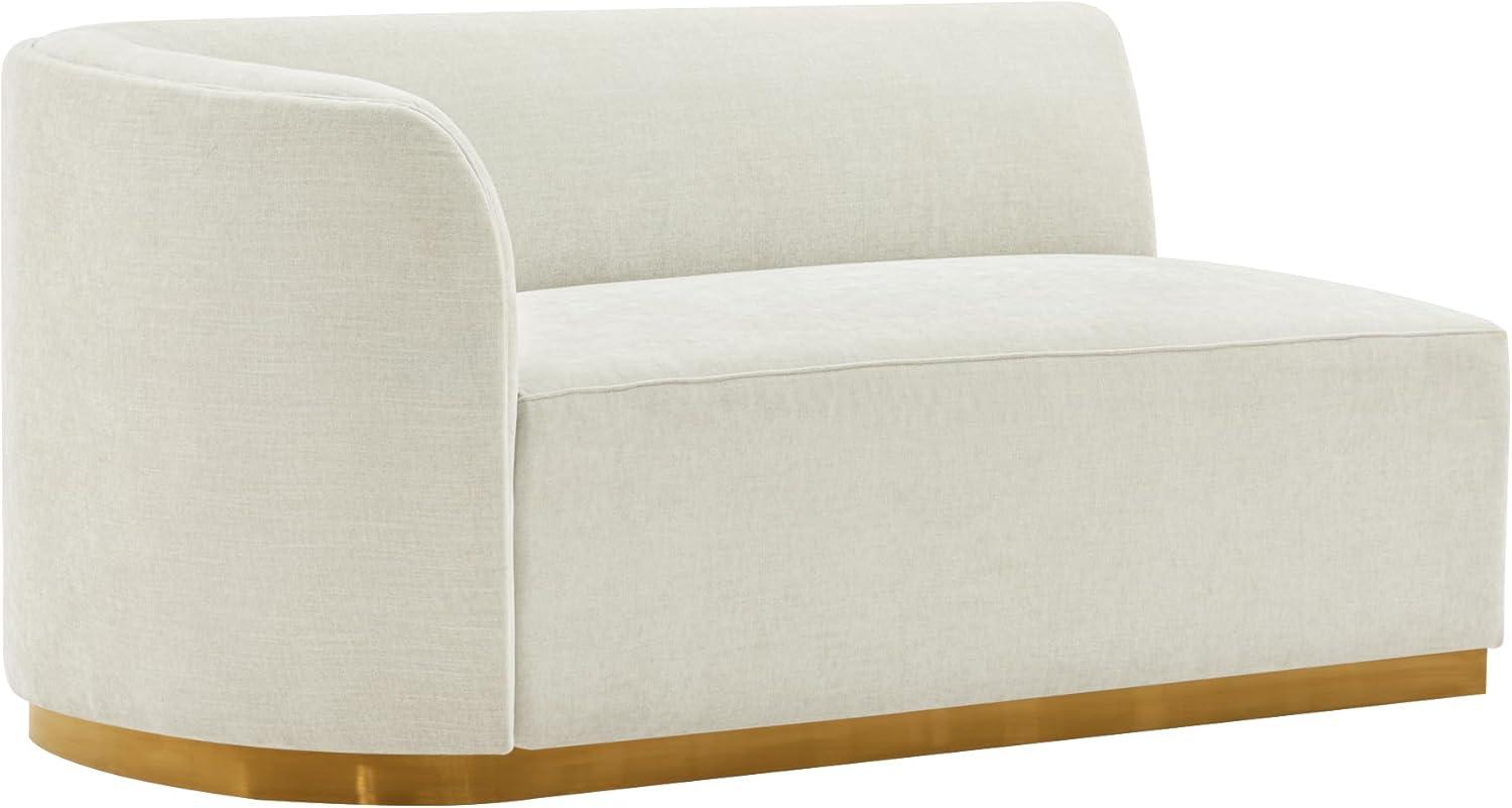 131.89" Daria Linen Upholstered Sofa Sectional with Pillows Ivory - Manhattan Comfort: Modern Modular, Pine Frame, Metal Legs