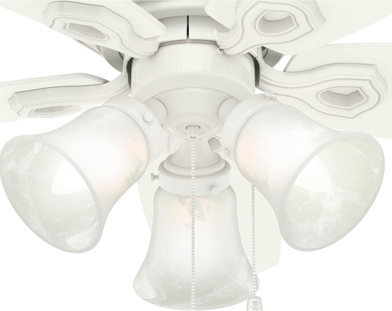 42" Builder Low Profile Ceiling Fan (Includes LED Light Bulb) White - Hunter Fan: 5-Blade, Reversible Motor, Flush Mount