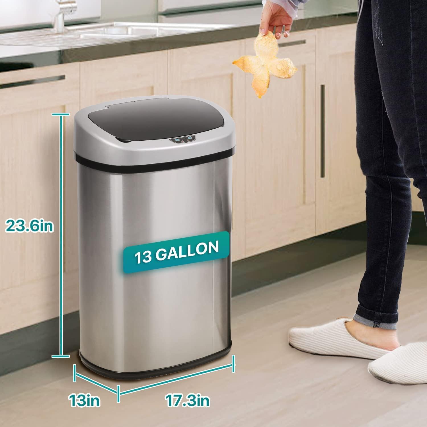 13 Gallons Steel Touch Top Automatic Senson Trash Can