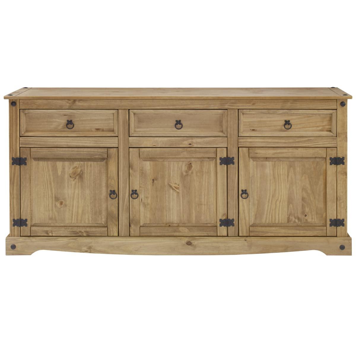 OS Home and Office Furniture Model COR917 Cottage Series Wood Buffet Sideboard in Corona Brown Brown