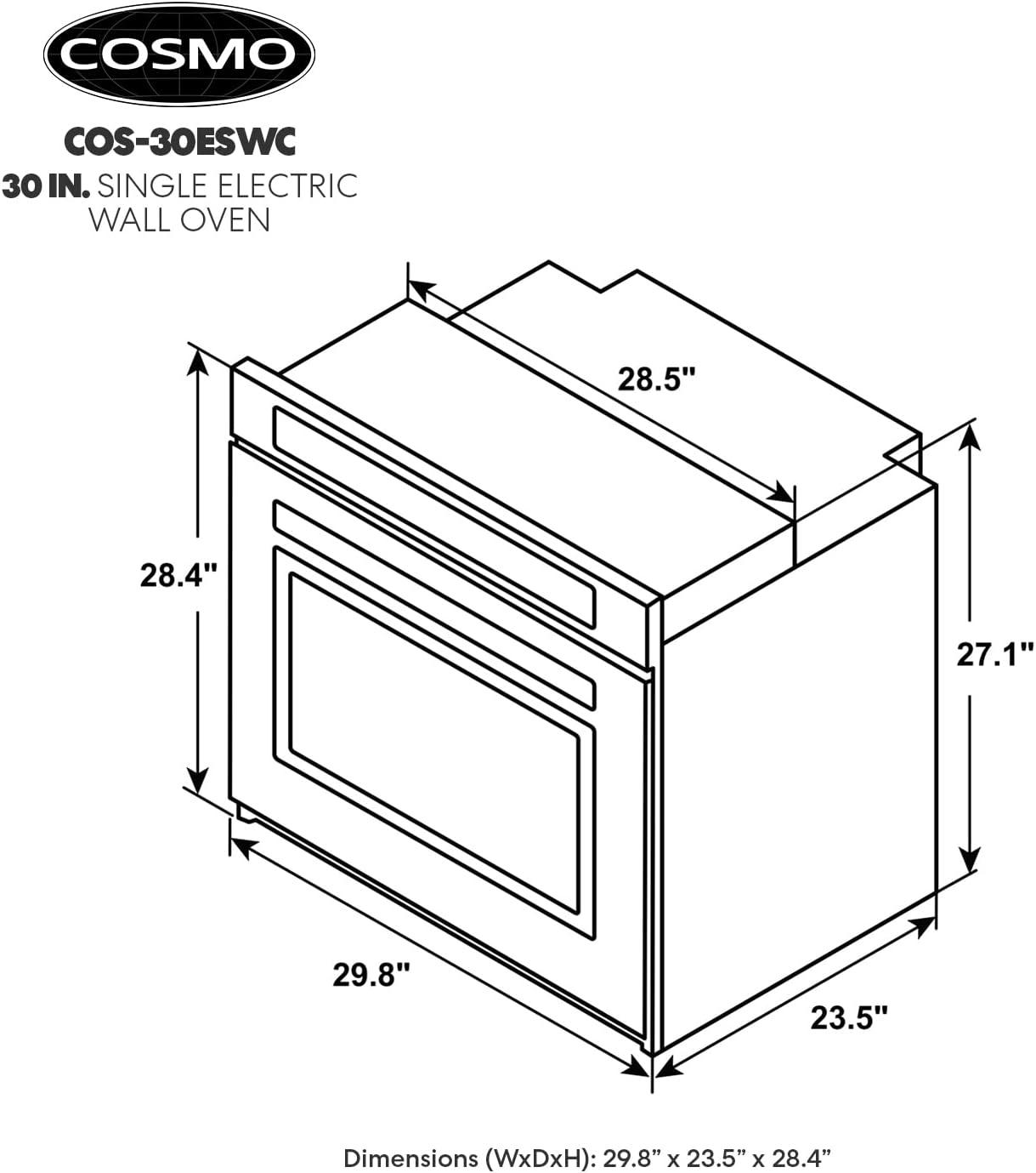 Cosmo COS-30ESWC 30 in. Self Cleaning Convection Electric Single Wall Oven