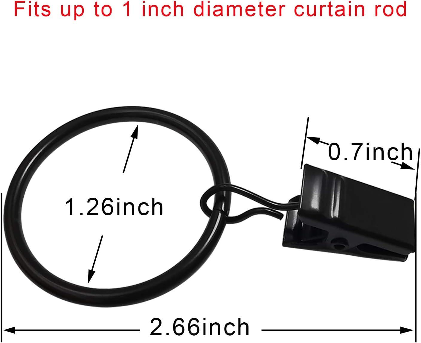 40 Pack Curtain Rings with Clips, Drapery Clips with Rings, Hangers Drapes Rings 1.26 Inch Interior Diameter, Fits up to 1 Inch Curtain Rod, Vintage Black Black 1.26" I D 40 Pack