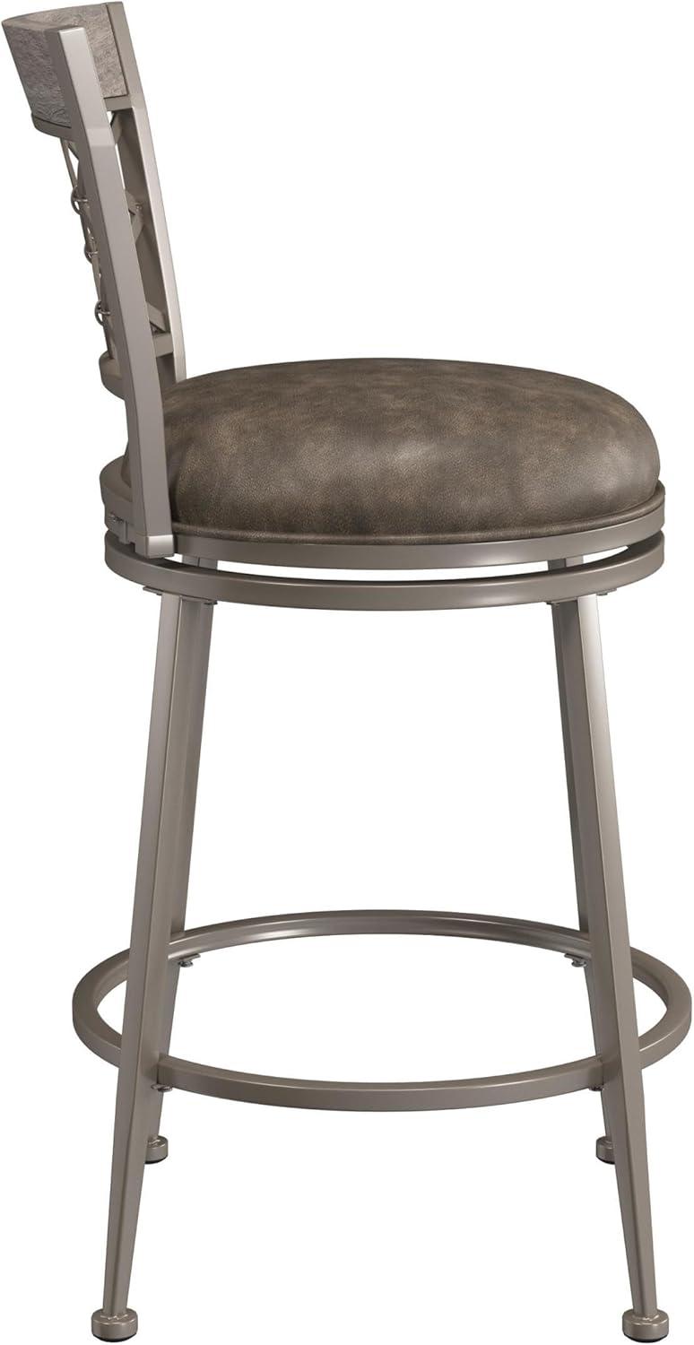 Hutchinson Gray Wood and Metal Swivel Counter Stool