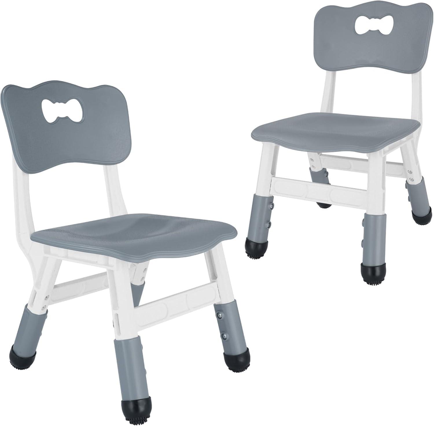 2pcs Adjustable Kids Chair , 3 Level Height Adjustable，Plastic Indoor Outdoor Child Chair for Children Age 2-8