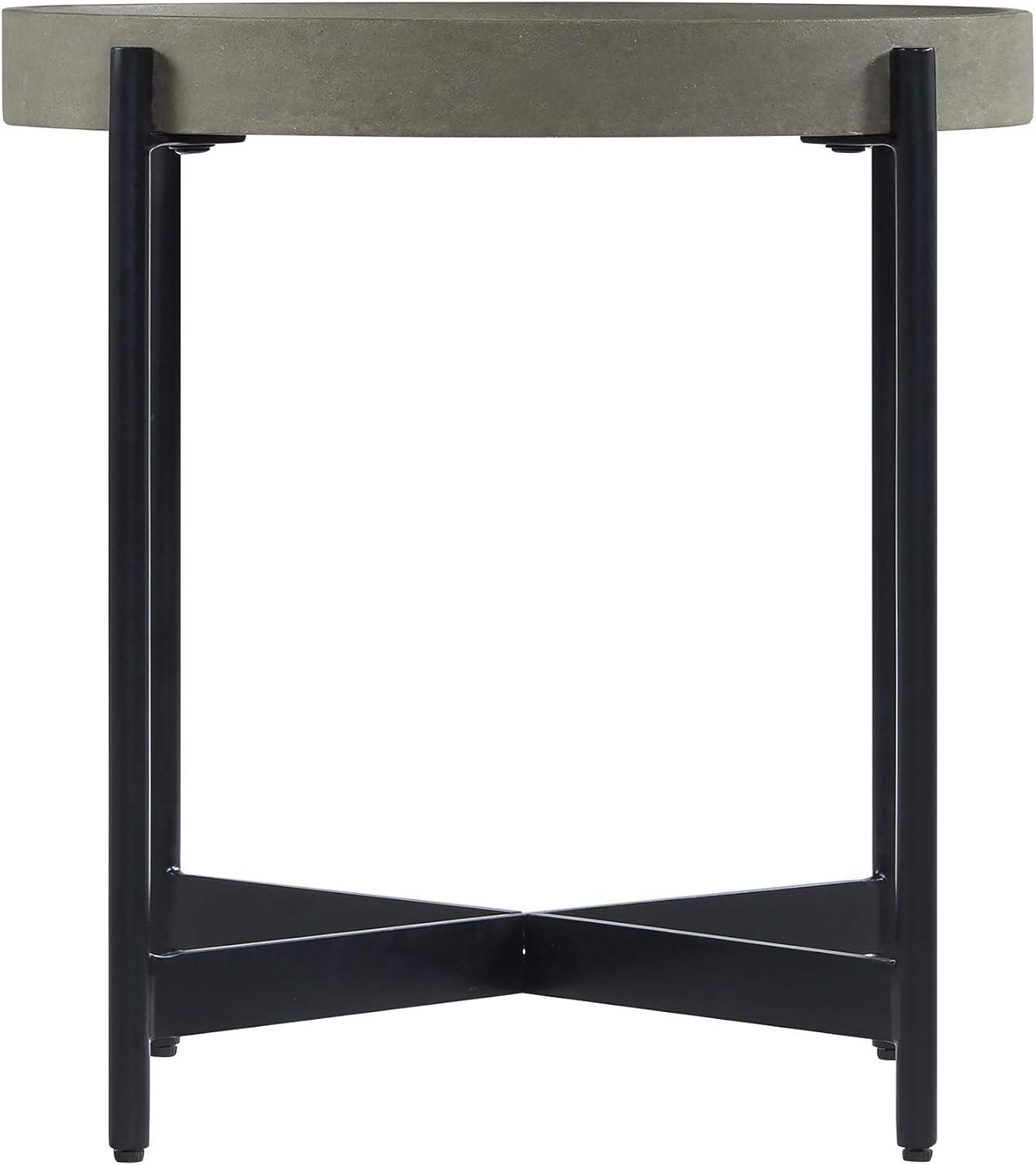 Brookline 22.5" Round Concrete-Coated Wood and Metal End Table