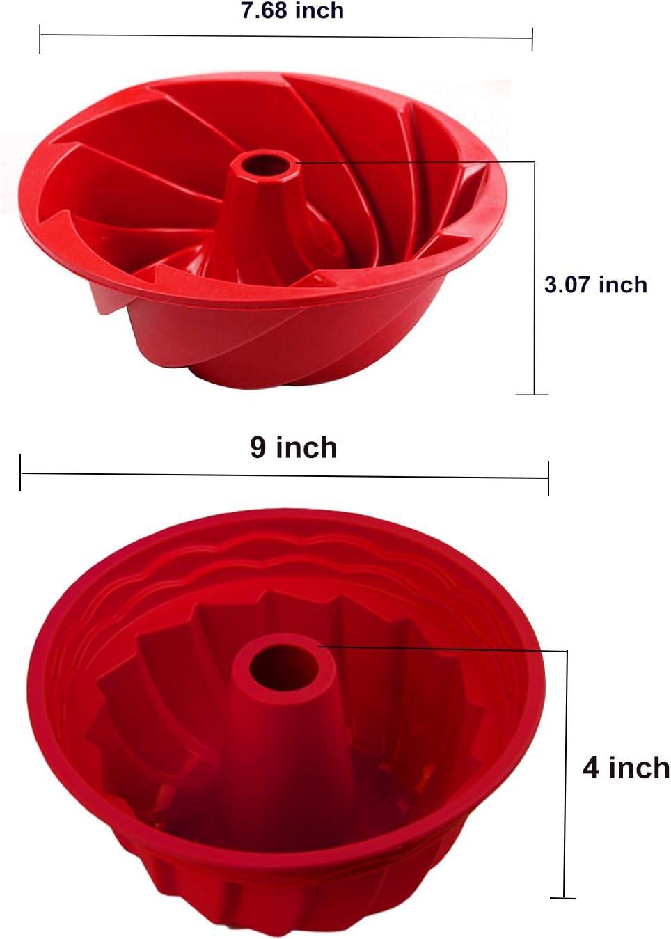 Red Silicone Non-Stick Fluted Tube Cake Pan Set