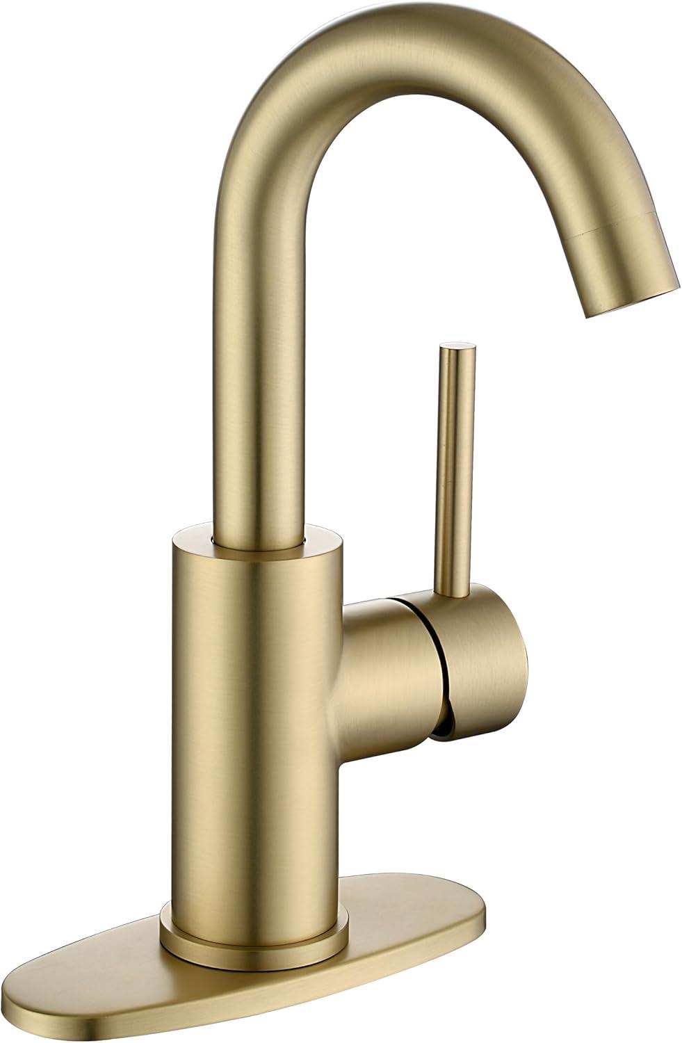 Single Handle Stainless Steel Bar Faucet With Supply Lines And Deckplate