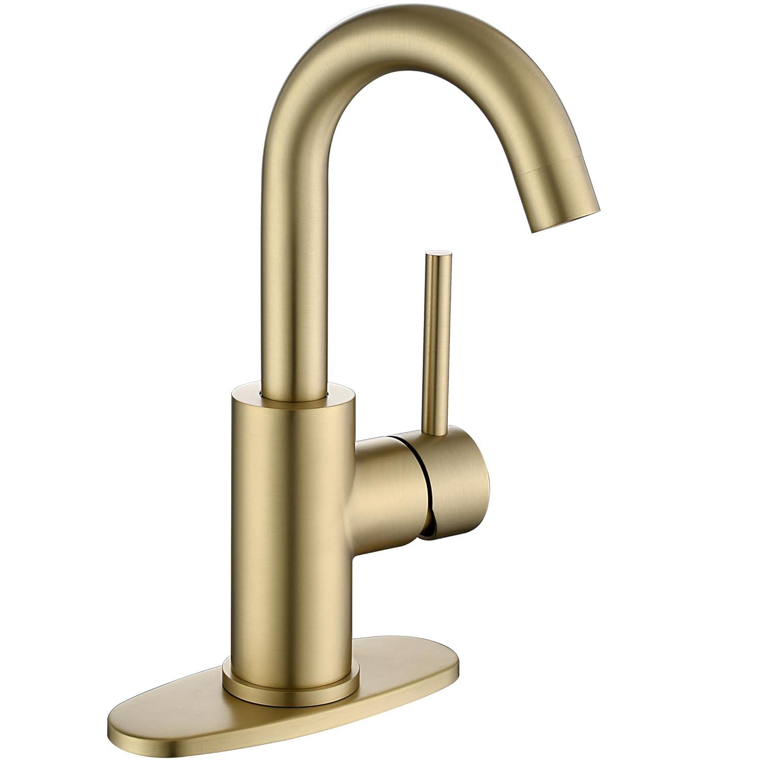 Single Handle Stainless Steel Bar Faucet With Supply Lines And Deckplate