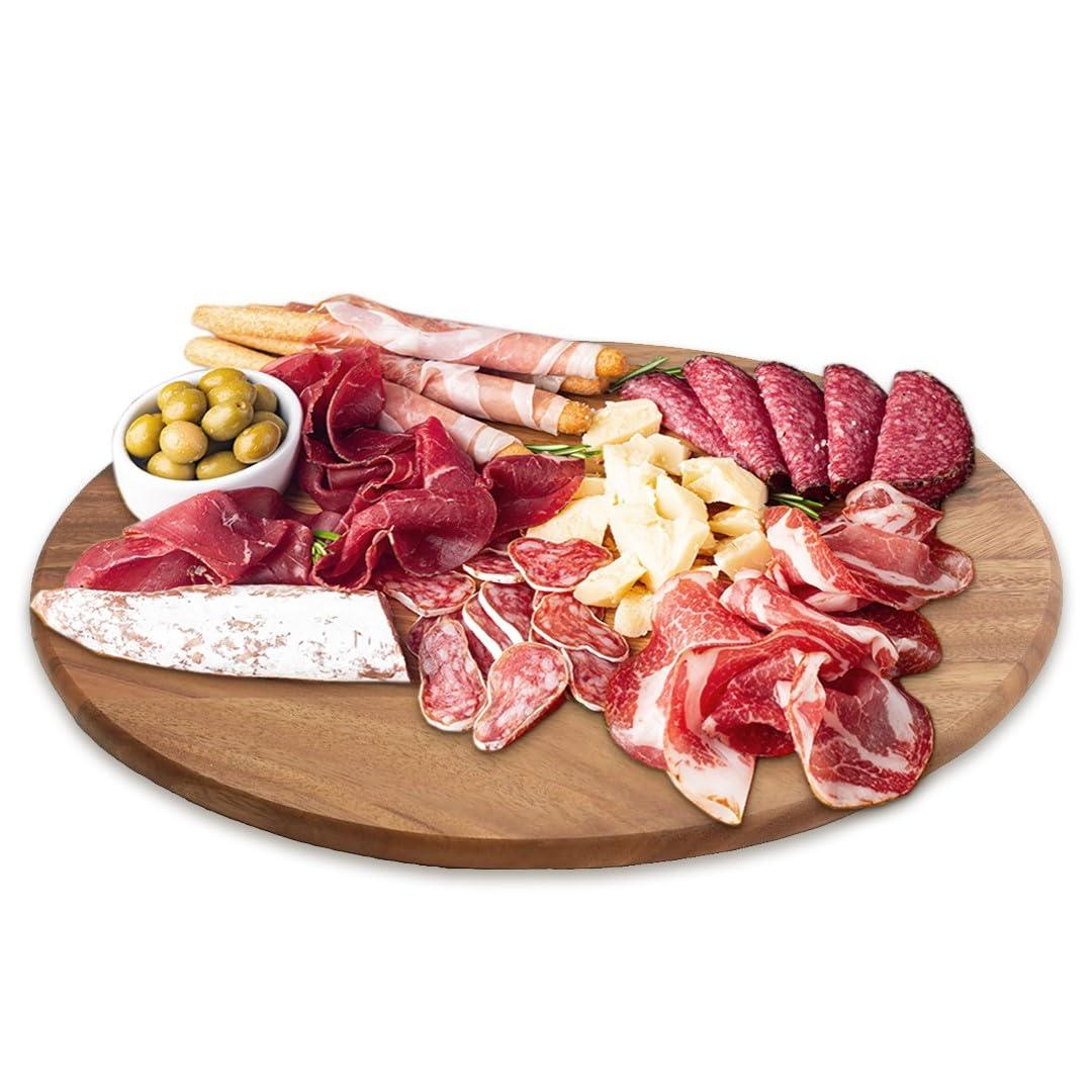 Woodard & Charles Acacia Wood Lazy Susan Tray with Stainless Steel Ball Bearing Mechanism, 16-Inch