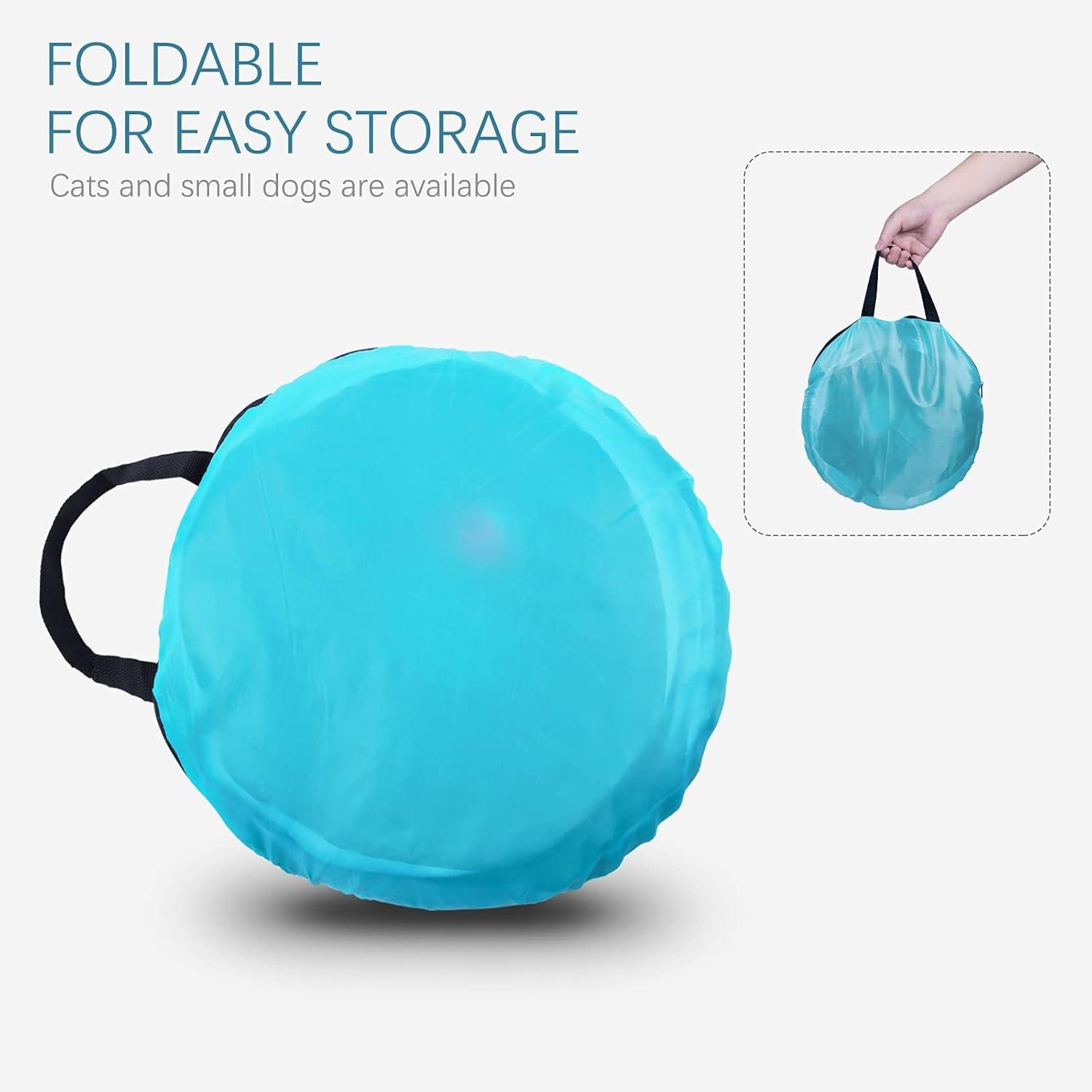 EGETOTA Cat Tunnel for Indoor Cats Large, with Play Ball S-Shape 4 Way Collapsible Interactive Peek Hole Pet Tube Toys, Puppy, Kitty, Kitten, Rabbit (S4 - White & Grey)