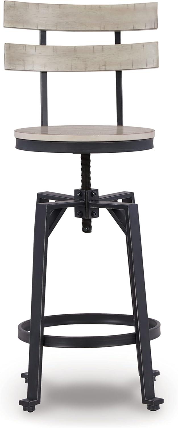 Adjustable Black Metal and Wood Swivel Bar Stool