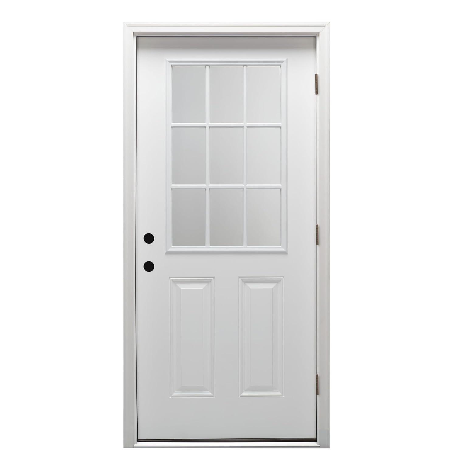 Clear Glass 80'' Paneled Fiberglass Front Entry Doors