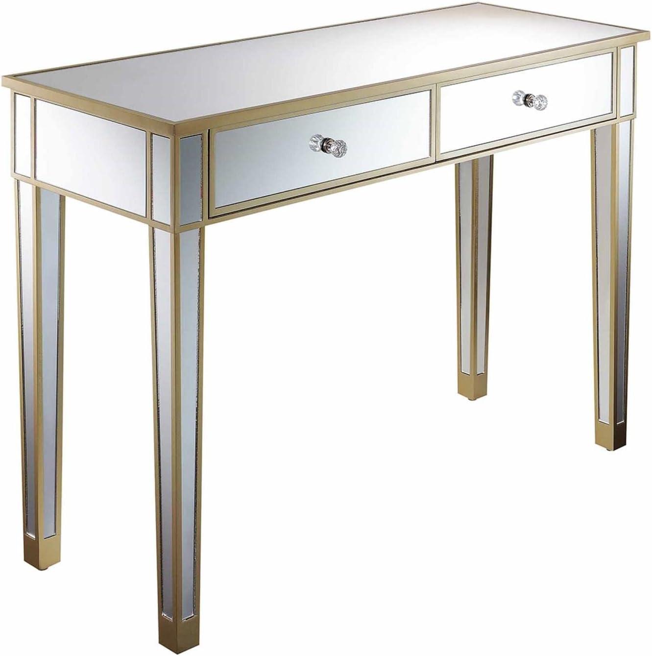 42 x 15 x 30 in. Gold Coast Mirrored Desk, Champagne & Mirror