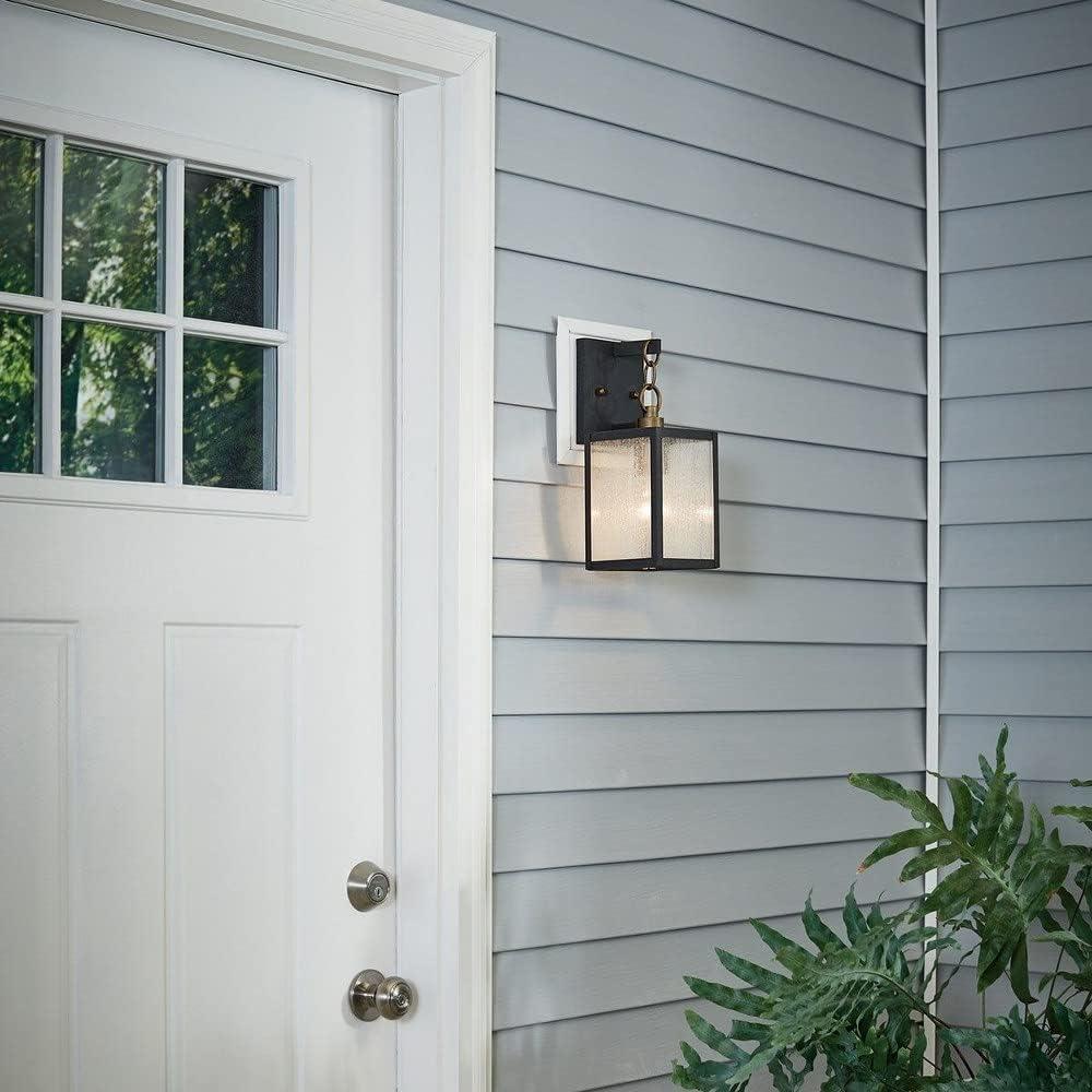 Lahden™ 16.75" 1 Light Outdoor Wall Light with Clear Seeded Glass in Weathered Zinc