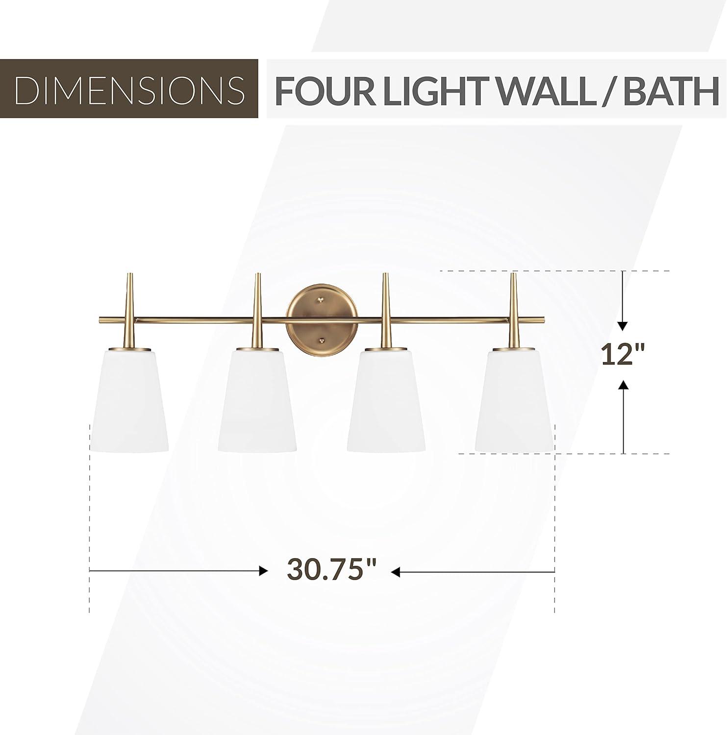 Modern Brass Finish Four-Light Bathroom Vanity Fixture