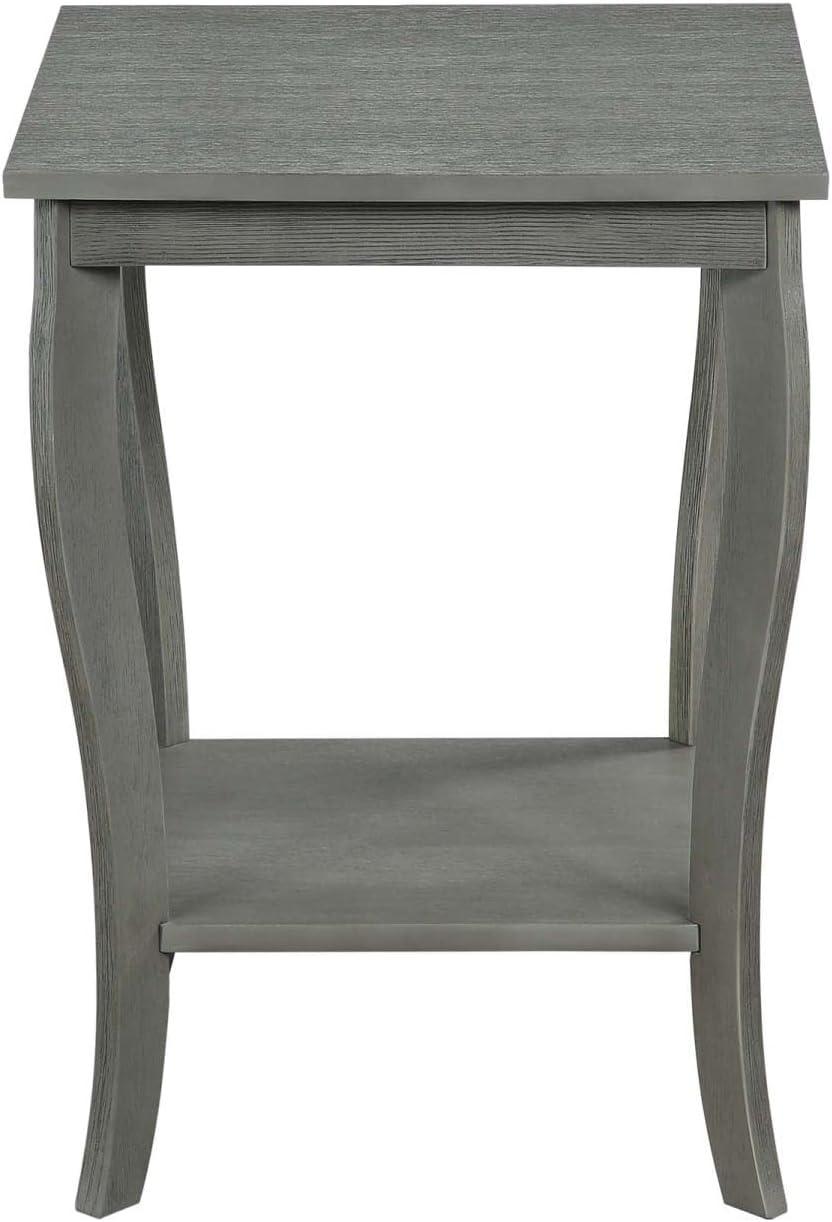 Transitional Wirebrush Dark Gray Square End Table with Shelf