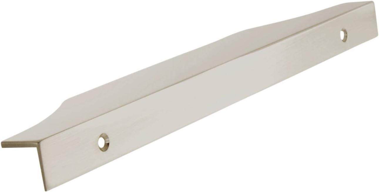 Amerock | Cabinet Edge Pull | Satin Nickel | 8-9/16 inch (217 mm) Center to Center | Extent | 1 Pack | Drawer Pull | Drawer Handle | Cabinet Hardware